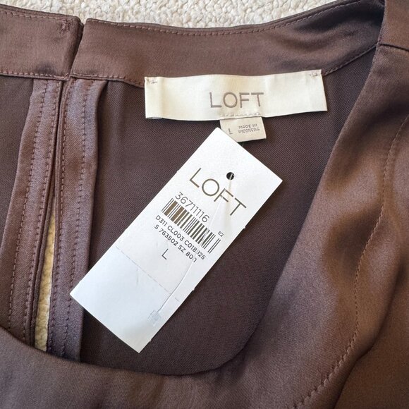 LOFT Brown Satin Blouse NWT - Picture 5 of 7